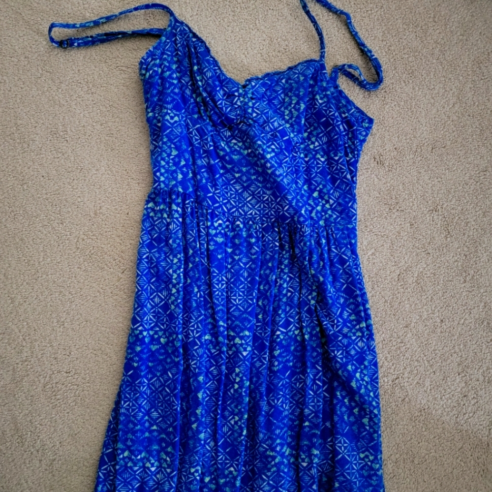 Hollister long summer dress (I'm 5'4"), XS, dark blue with white flower prints